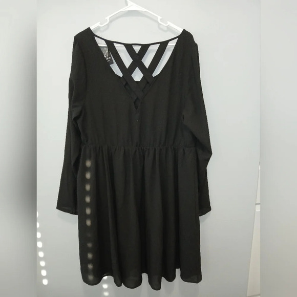 Torrid women's size 2X black long sleeve midi strappy back a-line dress … - Picture 2 of 10